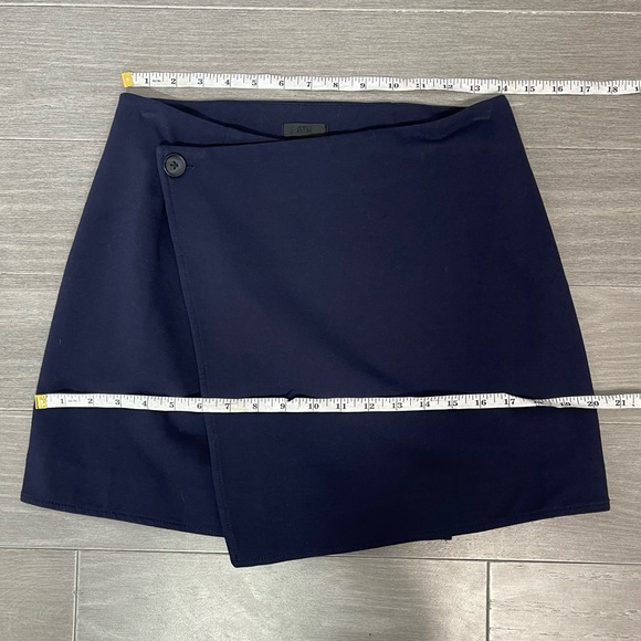 ATM Anthony Thomas Melillo Bonded Wrap Front Mini Skirt Navy Blue 2 Clueless - Picture 11 of 13